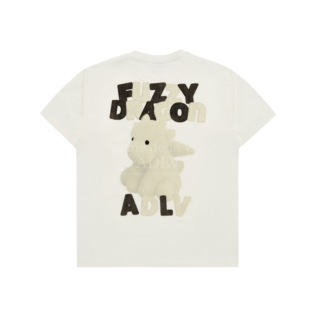 ADLV FUZZY FONT DRAGON SHORT SLEEVE T-SHIRT CREAM