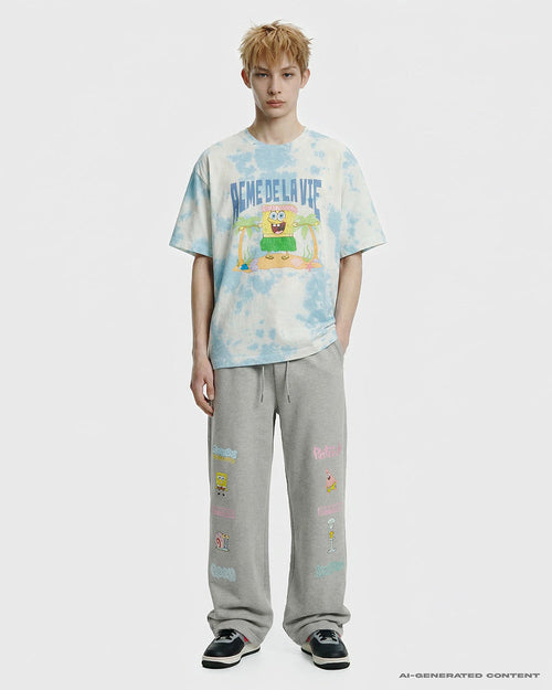 ADLV HULA DANCE SPONGEBOB SHORT SLEEVE T-SHIRT BLUE