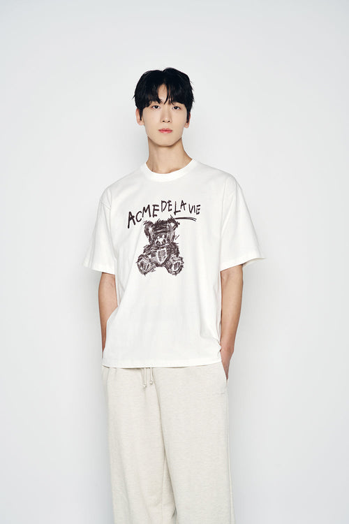ADLV DRAWING BEAR SHORT SLEEVE T-SHIRT CREAM