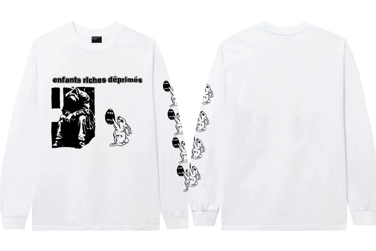 Enfants Riches Déprimés Rabbit & Brand Text Long-Sleeve - White