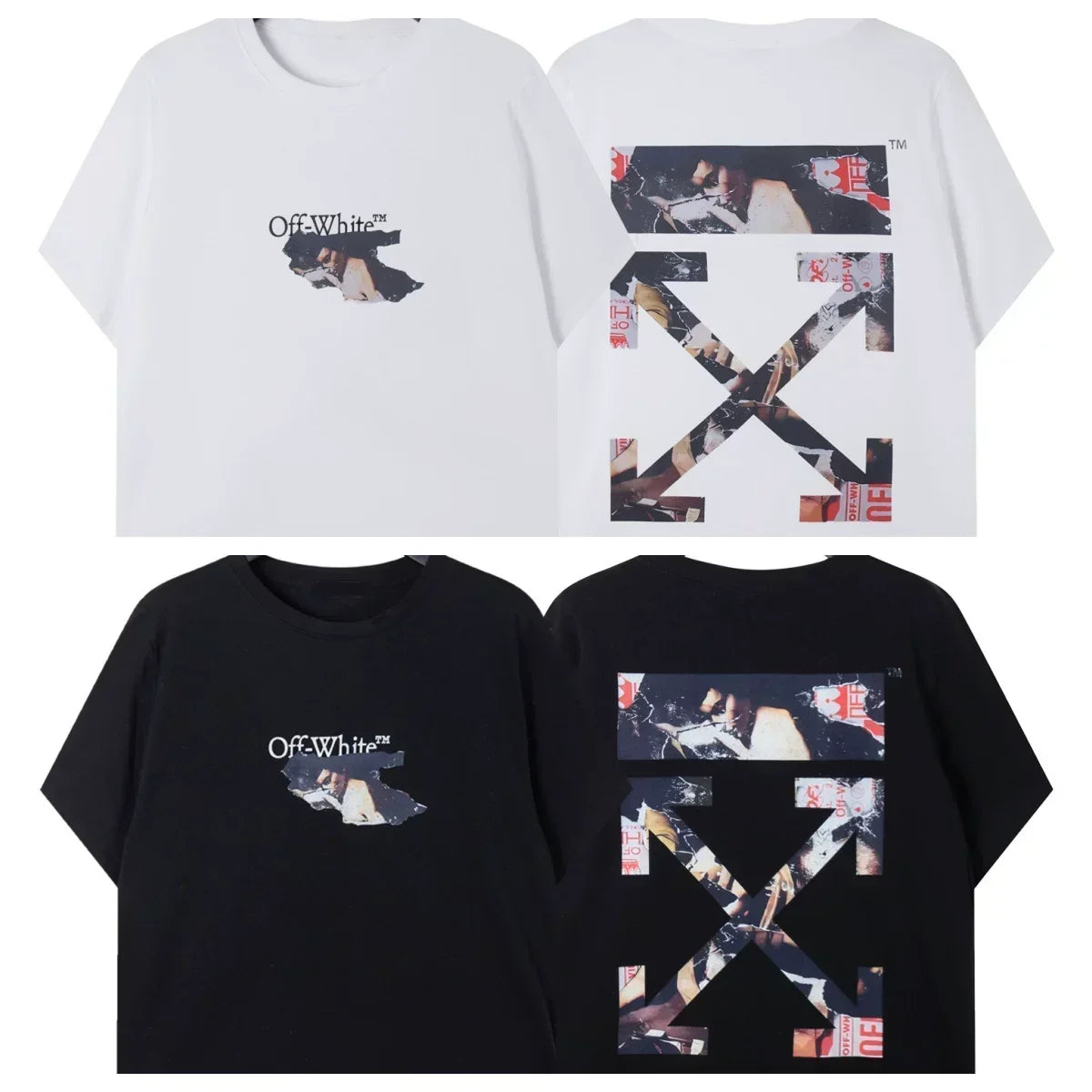 Off-White Collage Poster Arrow Cross Print Short Sleeve T-Shirt