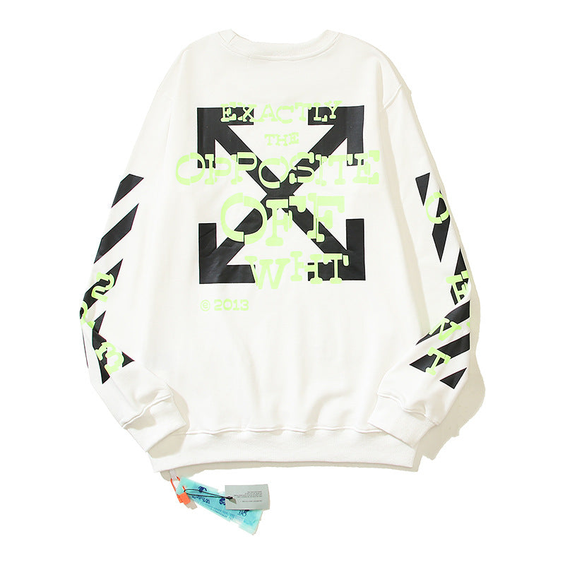 Off-White White Neon Typography Arrow Crewneck Sweatshirt