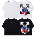 Off-White Hip Hop Character Arrow Graphic Short Sleeve T-Shirt