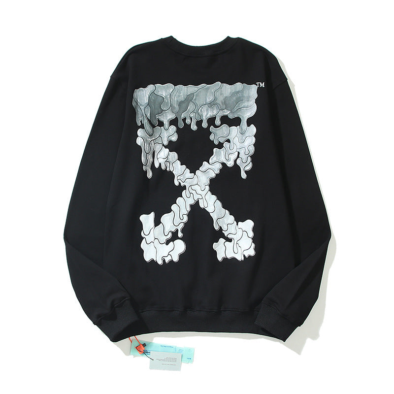 Off-White Black Grey Drip Cloud Arrow Crewneck Sweatshirt