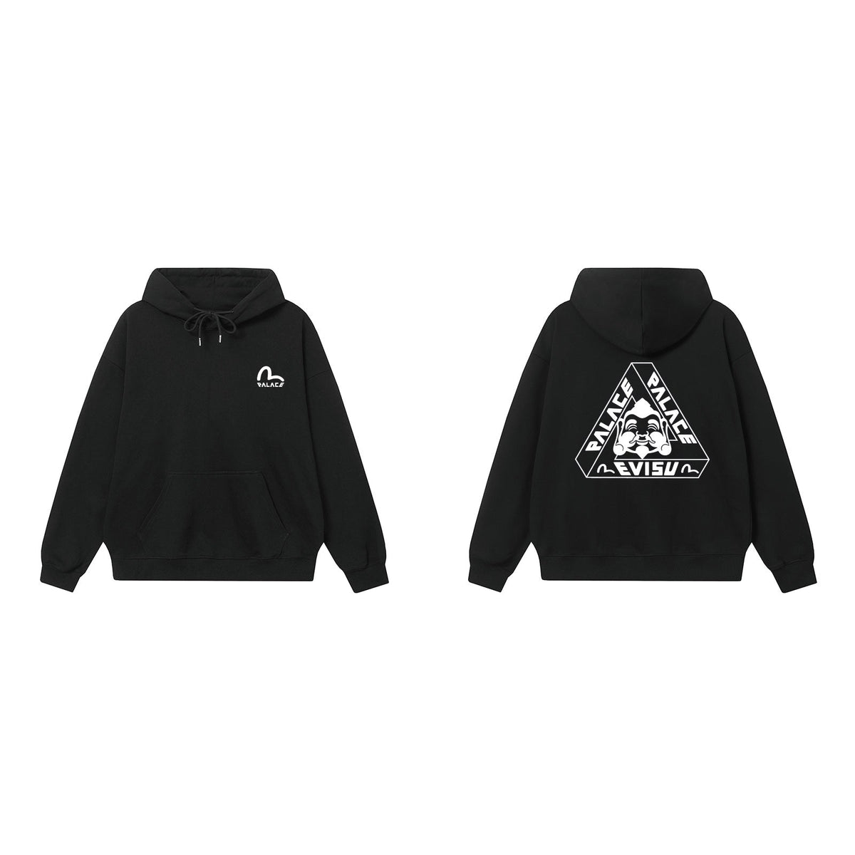 Palace Black Evisu Collaboration Tri-Ferg Hoodie