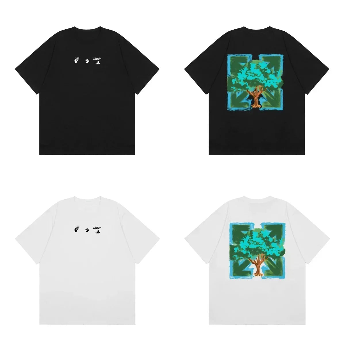Off-White Teal Framed Artwork Print Short Sleeve T-Shirt