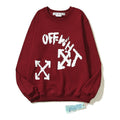 Off-White Burgundy Graffiti Typography Multi-Arrow Crewneck Sweatshirt