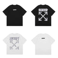 Off-White Glitter Crackle Arrow Cross Print Short Sleeve T-Shirt
