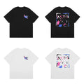 Off-White Pink Purple Abstract Arrow Cross Print Short Sleeve T-Shirt
