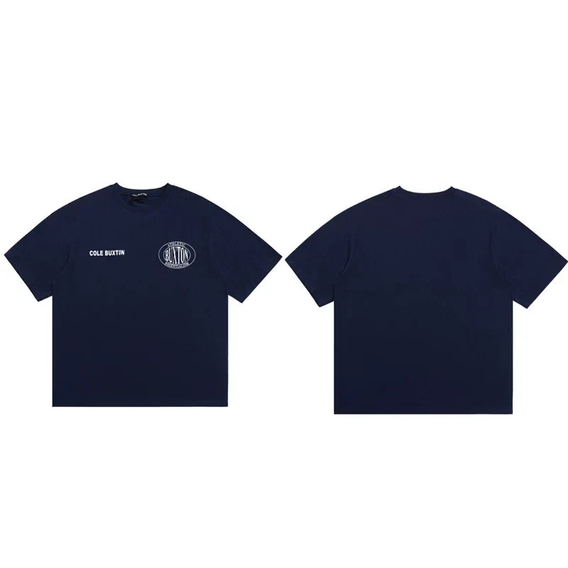 Cole Buxton Navy Circular Badge Minimalist Logo T-Shirt