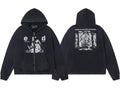 Enfants Riches Déprimés "e-r-d" Logo & Box Print Zip-Up Hoodie - Washed Black