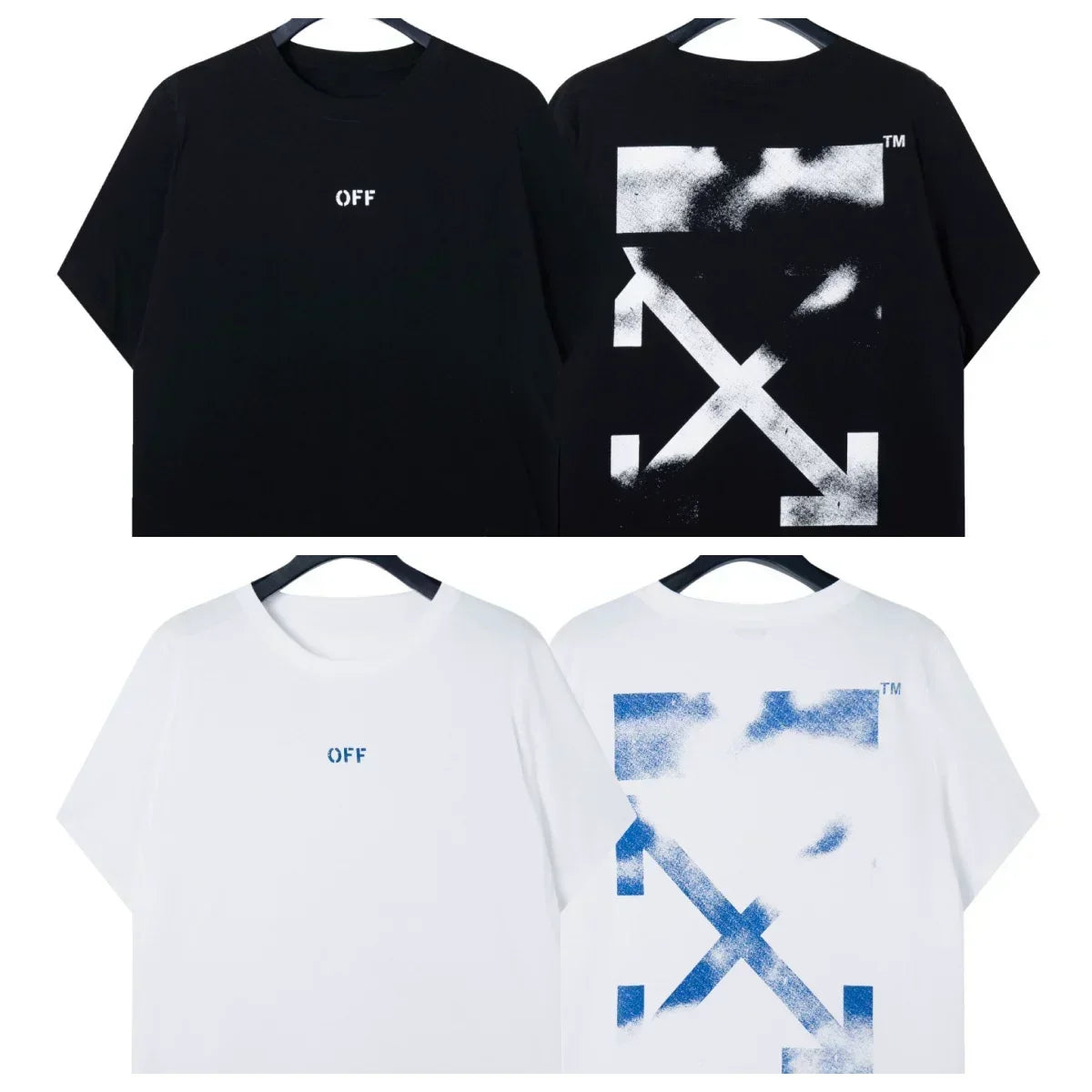 Off-White Blue Brushstroke Arrow Logo Short Sleeve T-Shirt