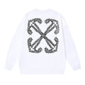 Off-White White Dense Graffiti Typography Arrow Crewneck Sweatshirt