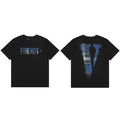 Vlone Plaid Drip Graphic T-Shirt - Black/Blue