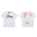 Vlone Spray Paint Logo Graphic T-Shirt - White/Orange