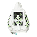 Off-White White Green Botanical Leaf Arrow Hoodie