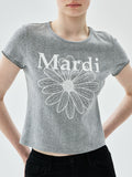 MARDI SLIM FIT TOP EYELET FLOWERMARDI_GREY WHITE