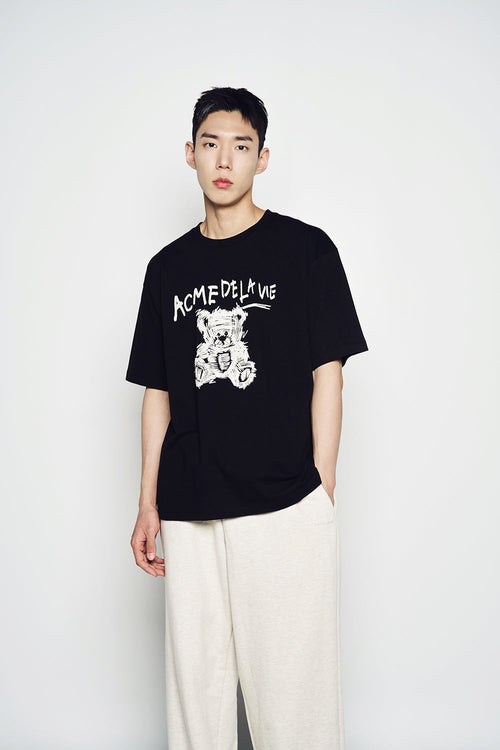 ADLV DRAWING BEAR SHORT SLEEVE T-SHIRT BLACK