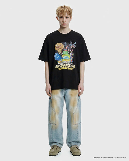ADLV THE ADVENTURES OF SPONGEBOB SHORT SLEEVE T-SHIRT BLACK